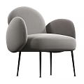 Modern Gray Upholstered Accent Chair With Curved Arms And Black Slim Metal Legs