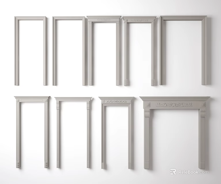 Various Decorative Door Arches With Intricate Carvings And Simple Frames 3d model 