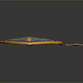 Blue and Gold Decorative Shield and Sword as Medieval Weapons with Ornate Patterns