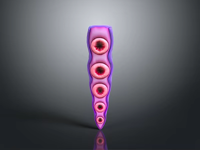 Purple And Pink Elongated Aquatic Animal With Multiple Circular Structures On Dark Background 3d model