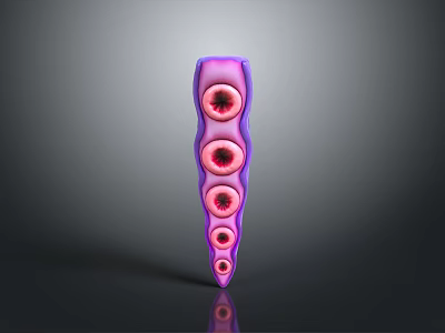 Purple And Pink Elongated Aquatic Animal With Multiple Circular Structures On Dark Background 3d model