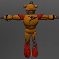 Mechanical Bear Design with Yellow Red Body Top Hat Blue Eyes Joints and Spiked Feet