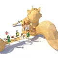 Squirrel Shaped Play Equipment With Slide Nut Wireframe Structure And Tree Decorations 3d model