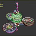 Modern Multi Circular Technological Device With Three Bases Top Antenna And Spherical Structure