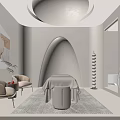 Serene SPA Sauna Room Interior With Massage Bed Arched Lighting And Comfortable Armchairs