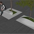 Modern landscape tree pool 3d model