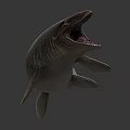 Prehistoric Aquatic Reptile With Long Snout Open Mouth And Textured Skin