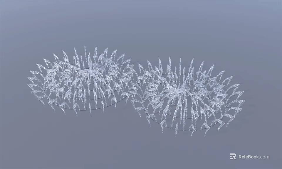Two White Radiant Garden Ornaments With Delicate Snowflake Like Plant Inspired Design 3d model 