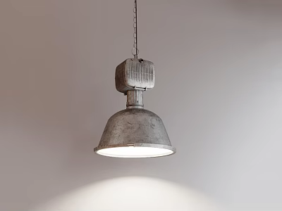 Vintage Industrial Metal Pendant Light Conical Shade Square Top On Neutral Wall Illuminating Glow Below 3d model