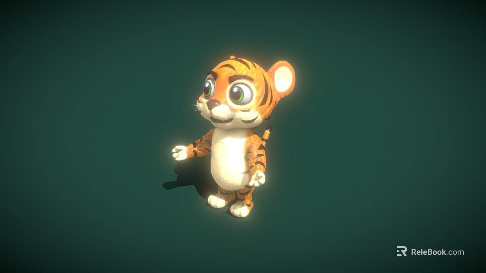 Cute Baby Tiger 3D Animated Character In Cartoon Style For Game And Film 3d model 