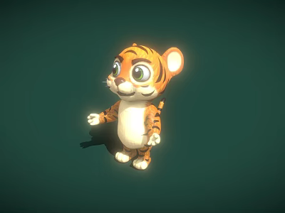Cute Baby Tiger 3D Animated Character In Cartoon Style For Game And Film 3d model