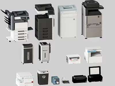 Comprehensive Office Appliances Collection Featuring Multifunction Printers Shredders Copiers And Scanners 3d model