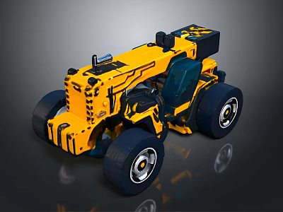 Yellow Toy Car With Black Details Large Wheels And Construction Style 3d model