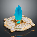 Ornate Circular Decorative Base With Blue Crystal White Marble And Golden Accents