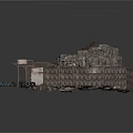 Rustic Scene Structure With Piled Stones Enclosed Walls And Metal Roof Shed