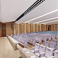 Large Conference Room With Rows Of Seats Large Screen Wooden Walls And Ceiling Design