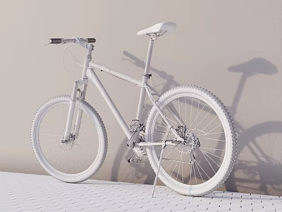 White Mountain Bicycle Featuring White Frame Seat Handlebars Large Wheels Against Light Wall Floor 3d model
