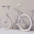 White Mountain Bicycle Featuring White Frame Seat Handlebars Large Wheels Against Light Wall Floor
