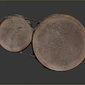 Pair of Traditional Bongo Drums With Colorful Geometric Patterns And Woven Ropes