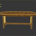 Orange Wooden Oval Table With Four Legs On Gray Background