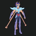 Game and Movie Character With Blue Purple Armor Wing Like Shoulders And Chain Accessories