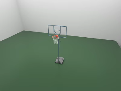 Indoor Portable Basketball Hoop With Green Floor And White Wall Background 3d model