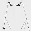 Modern Black and Gold Floor Lamp with Triangular Stand and Conical Shade 3d model