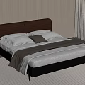 Modern Double Bed With Dark Brown Leather Headboard White Bedsheets And Blanket