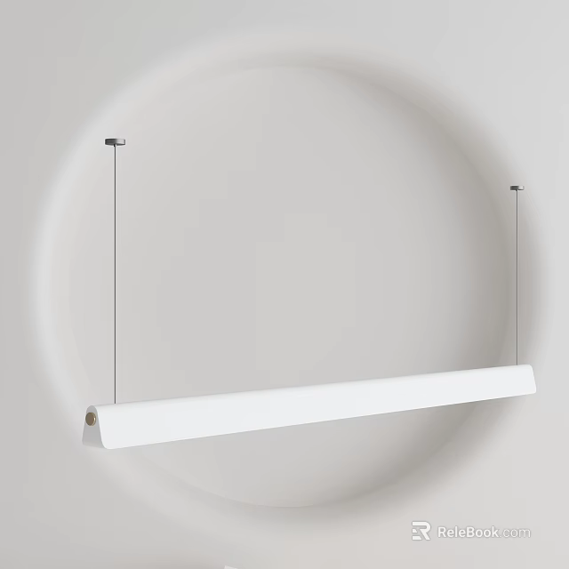 Modern Long White Pendant Light With Sleek Metal Frame And Minimalist Hanging Design 3d model 