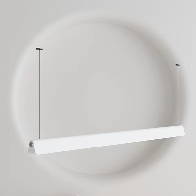 Modern Long White Pendant Light With Sleek Metal Frame And Minimalist Hanging Design 3d model