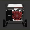 AVR 8000 Portable Generator With Black Frame Red Engine Components And Mobility Wheels