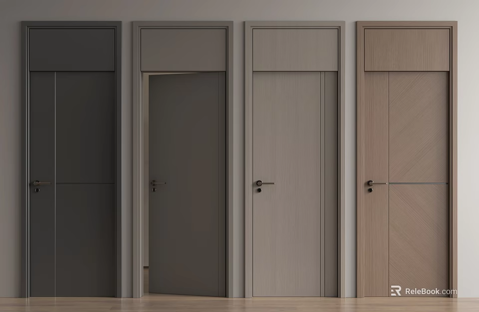 Modern Swing Doors in Various Neutral Tones for Home Interior Design 3d model 