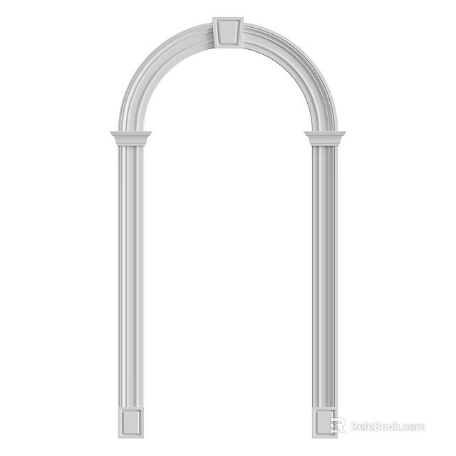 White Archway Component With Decorative Columns And Classic Architectural Design 3d model 