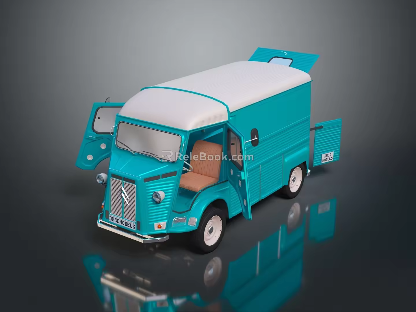 minibus minivan driverless bus school bus van box car 3d model