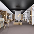 Modern Teahouse Interior Design With Wooden Elements Hanging Lamps And Mountain Pattern Screens