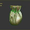 Brown Pleated Decorative Vase With Glossy Texture For Home Decor On Dark Surface