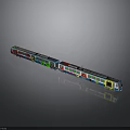 Colorful Modern Train With Multiple Carriages On Gray Background And Reflection 3d model