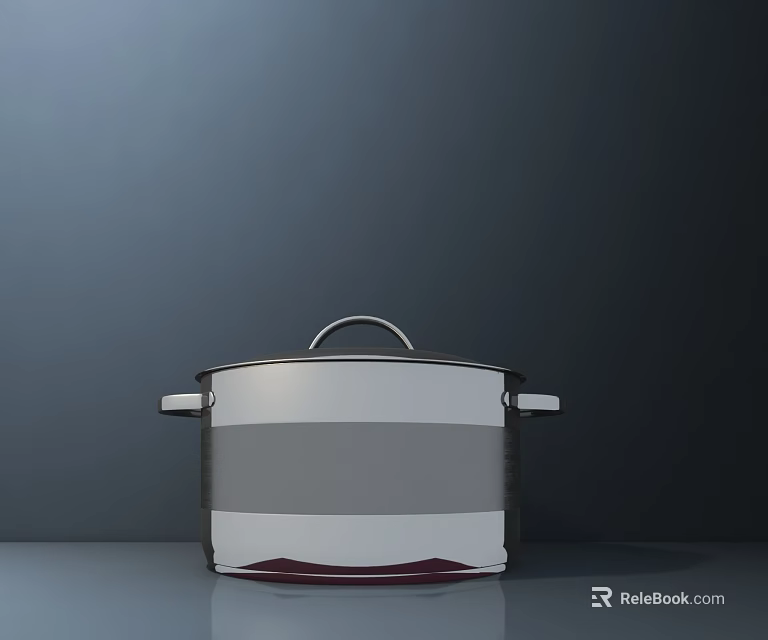 Stainless Steel Cooking Pot With Lid For Modern Home Kitchen Cookware Use 3d model 