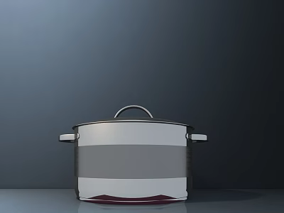 Stainless Steel Cooking Pot With Lid For Modern Home Kitchen Cookware Use 3d model