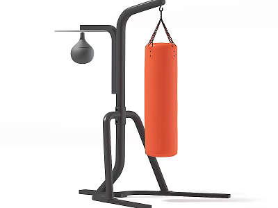 Sports Equipment Training Stand With Red Punching Bag And Speed Bag For Home Use 3d model