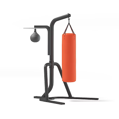 Sports Equipment Training Stand With Red Punching Bag And Speed Bag For Home Use 3d model