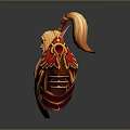 Fantasy Character Figurine with Red Gold Decoration and Winged Armor Design as Home Ornament