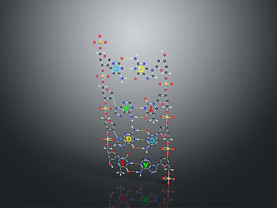 Colorful Molecular Structure Cat Shaped Decorative Household Item with Atom Model 3d model