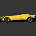 Yellow Convertible Sports Car With Black Accents And Modern Design Wheels