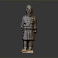 Ancient Chinese Terracotta Warrior Sculpture With Detailed Armor And Standing Pose