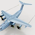 Detailed Light Blue Atlas Military Transport Aircraft Model With Propeller Engines