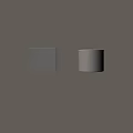 Two Wall Lamps With Square And Round Fabric Shades On Light Wall Emitting Soft Glow