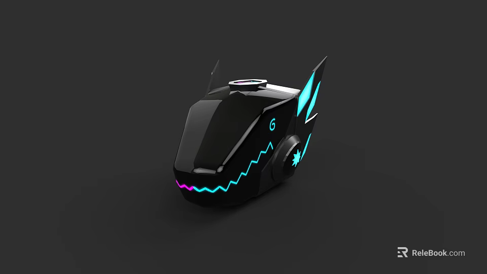 Game Movie Character With Black Device Glowing Lines Wing Like Structure Number 6 3d model 