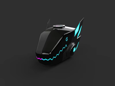 Game Movie Character With Black Device Glowing Lines Wing Like Structure Number 6 3d model