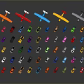 Colorful Model Airplanes In Various Colors Displayed On Dark Background